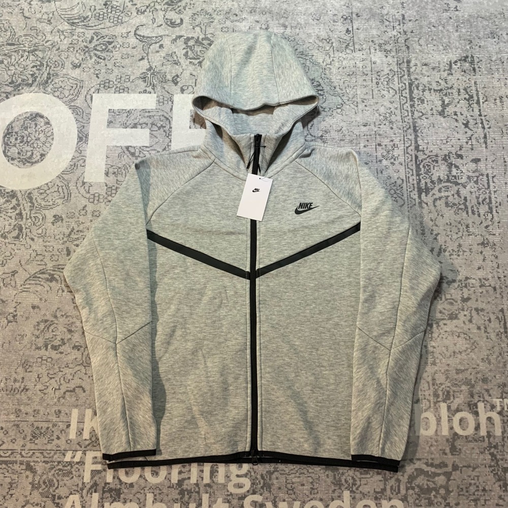 Nike Tech Fleece Windrunner Full Zip Hoodie Grey Black HV0949-063 Mens Small